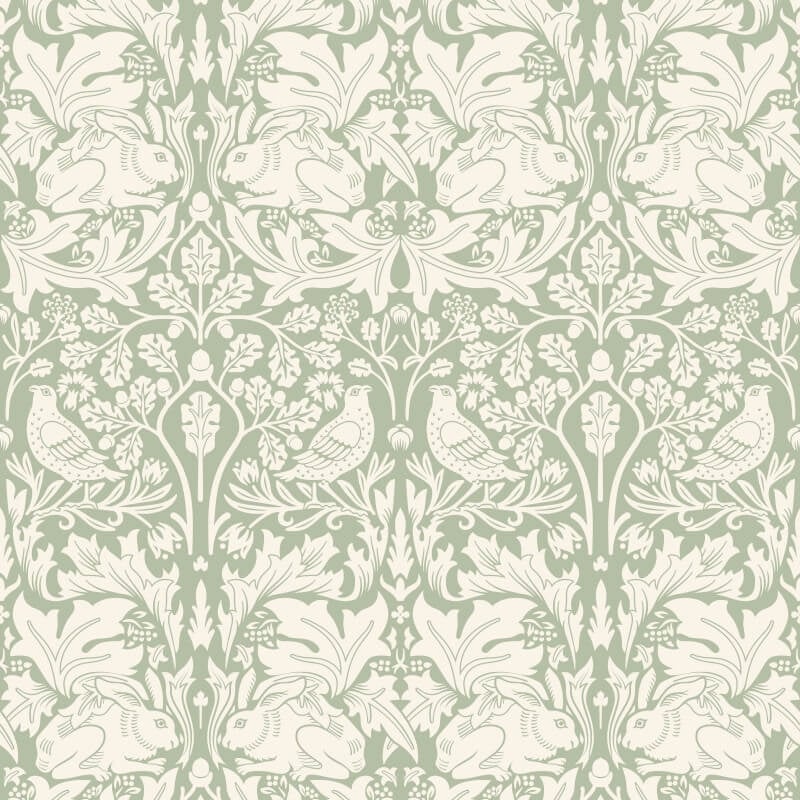 Forest Rabbit Wallpaper - Sage Green - Hoopla Walls - HWA1141W - Premier Wallcovering