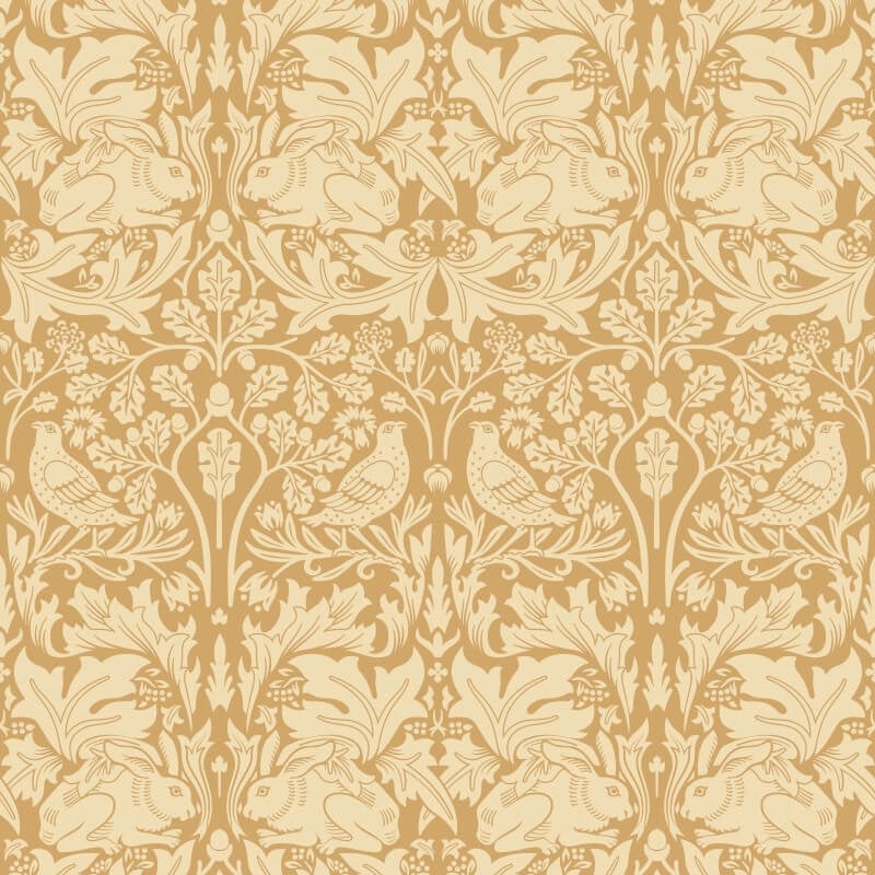Forest Rabbit Wallpaper - Yellow Ochre - Hoopla Walls - HWA1138W - Premier Wallcovering