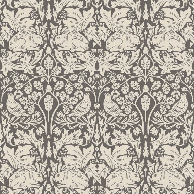 Forest Rabbit Wallpaper - Charcoal Grey - Hoopla Walls - HWA1143W - Premier Wallcovering
