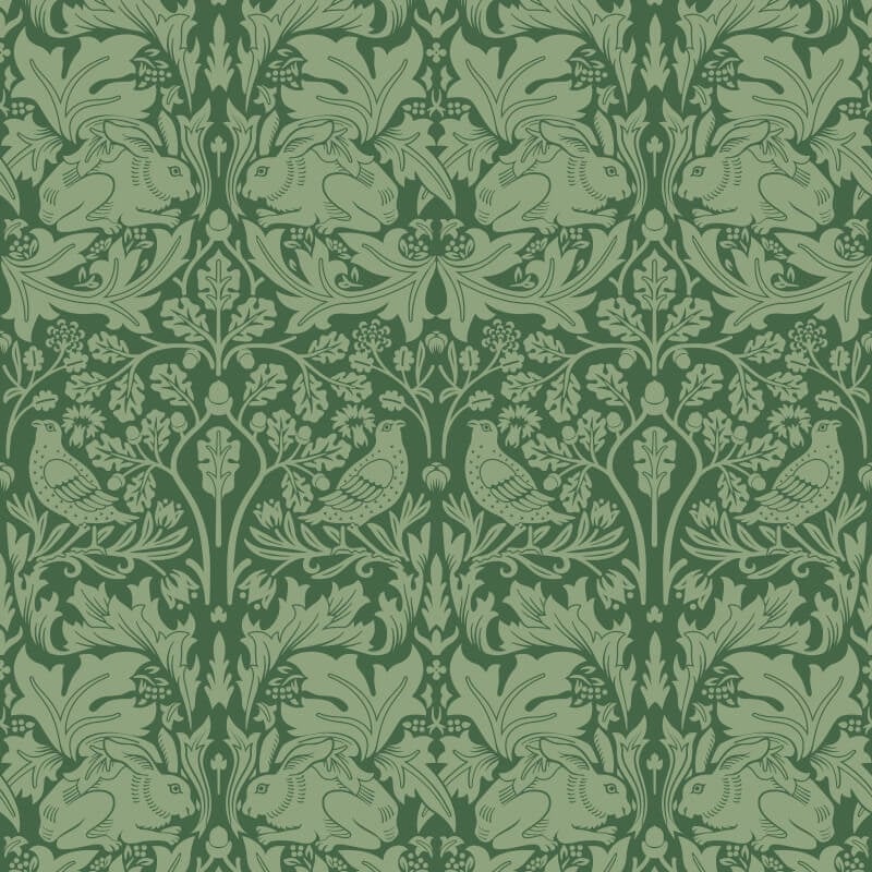 Forest Rabbit Wallpaper - Forest Green - Hoopla Walls - HWA1142W - Premier Wallcovering