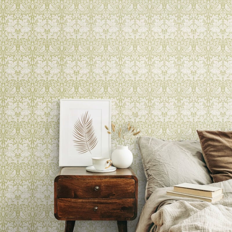 Forest Rabbit Wallpaper - Pale Green - Hoopla Walls - HWA1140W - Premier Wallcovering