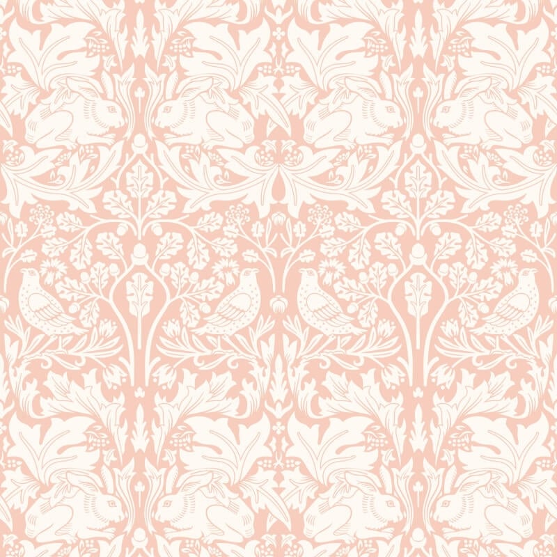 Forest Rabbit Wallpaper - Soft Pink - Hoopla Walls - HWA1136W - Premier Wallcovering