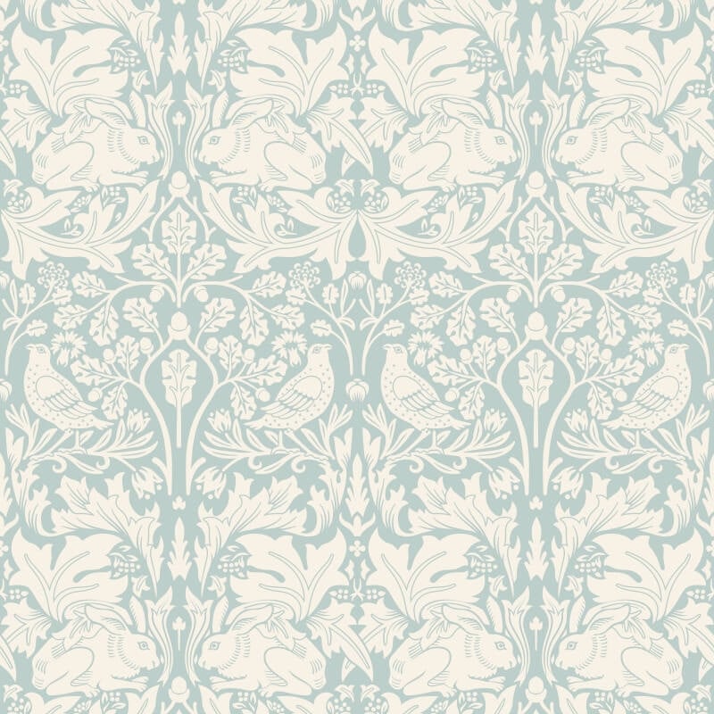 Forest Rabbit Wallpaper - Duckegg Blue - Hoopla Walls - HWA1146W - Premier Wallcovering
