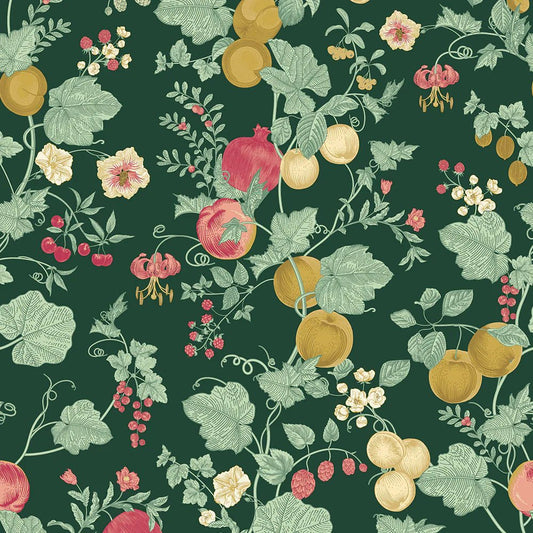 Forgotten Fruit Wallpaper - Guava and Ochre on Castleton Green - LAN100065 - Lucie Annabel - Premier Wallcovering