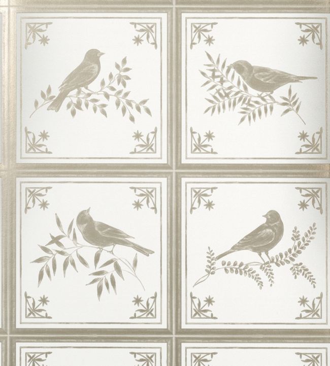 Fortoiseau Wallpaper - Ivory/ Silver - Nina Campbell - NCW4356 - 02 - Premier Wallcovering