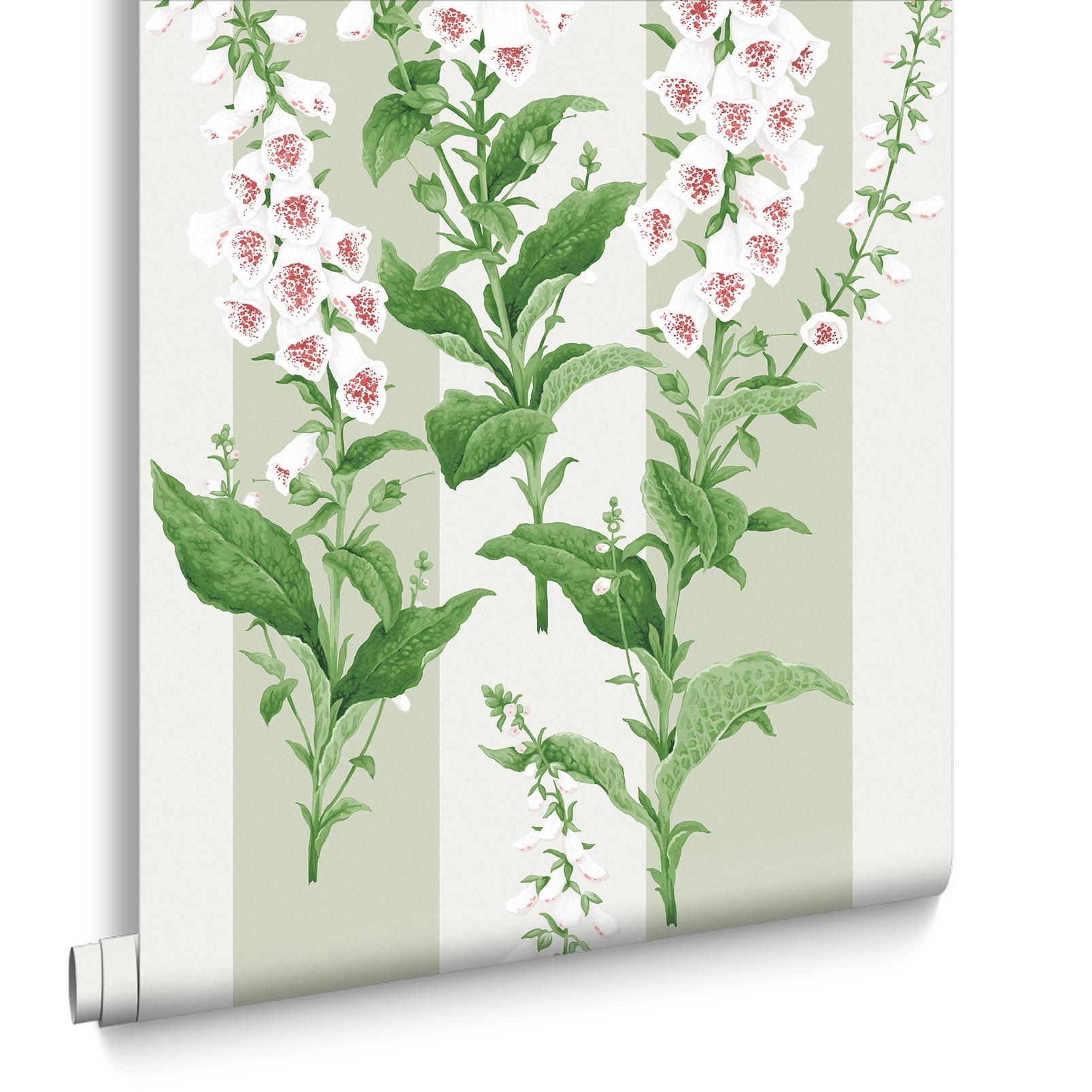 Foxglove Stripe Wallpaper - Sage - Graham & Brown - 130309 - Premier Wallcovering