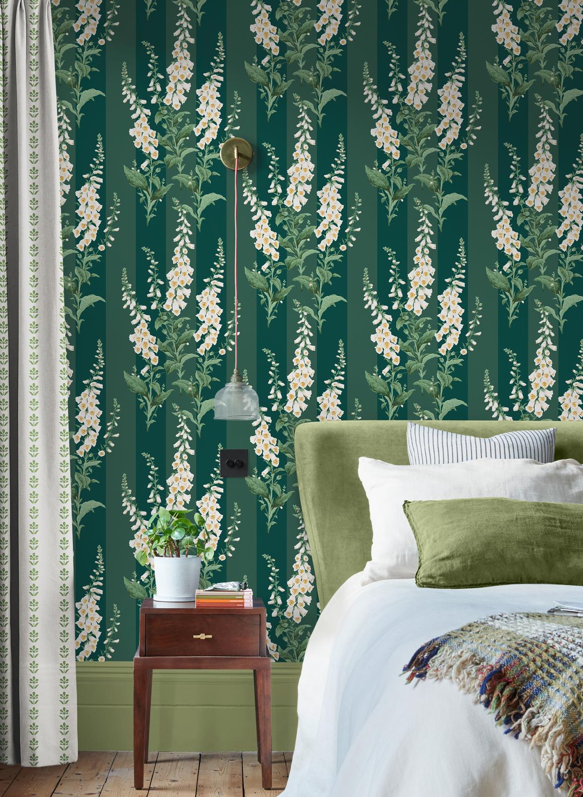 Foxglove Stripe Wallpaper - Teal - Graham & Brown - 130311 - Premier Wallcovering