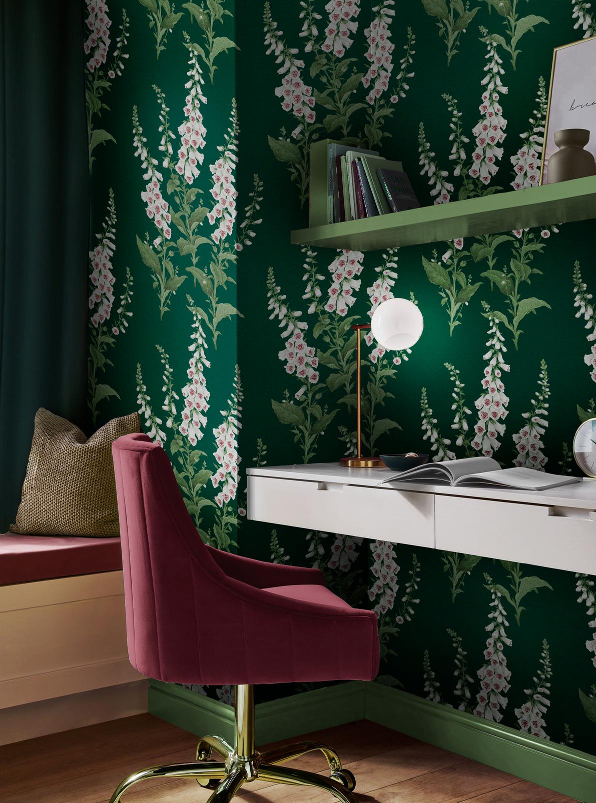Foxglove Wallpaper - Emerald - Graham & Brown - 130306 - Premier Wallcovering