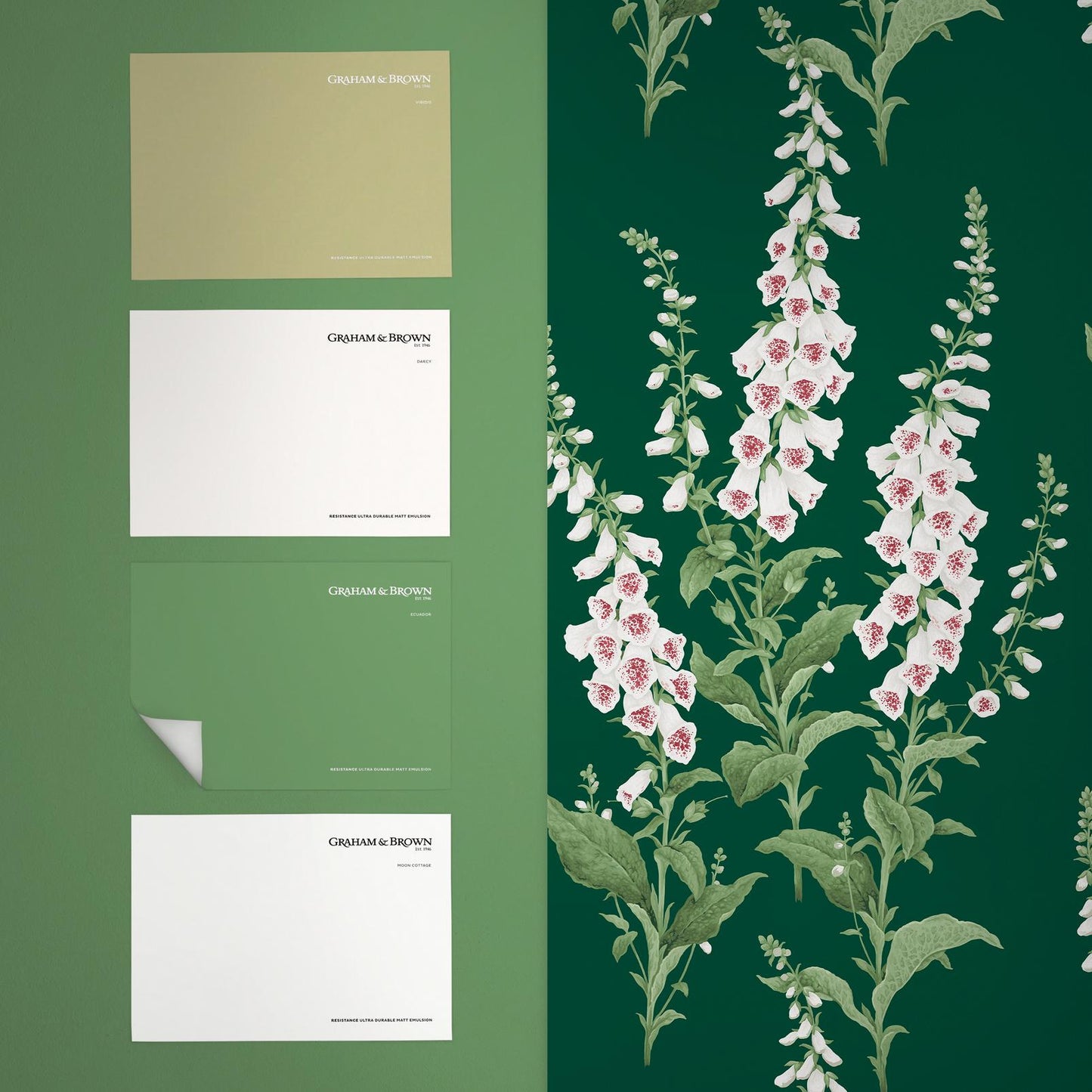 Foxglove Wallpaper - Emerald - Graham & Brown - 130306 - Premier Wallcovering