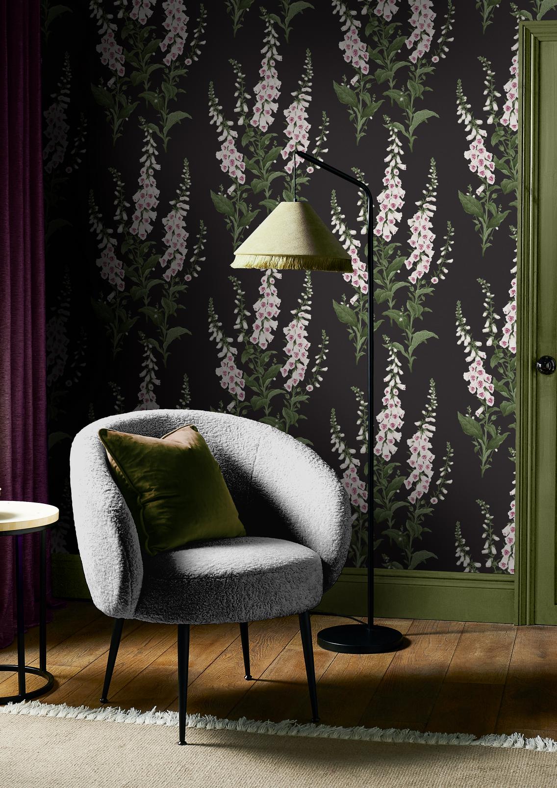 Foxglove Wallpaper - Night - Graham & Brown - 130305 - Premier Wallcovering