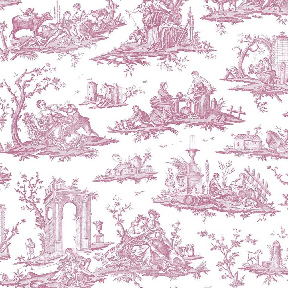 Fragonard Toile Wallpaper - Raspberry Pink - Charles Burger - PP1471003 - Premier Wallcovering
