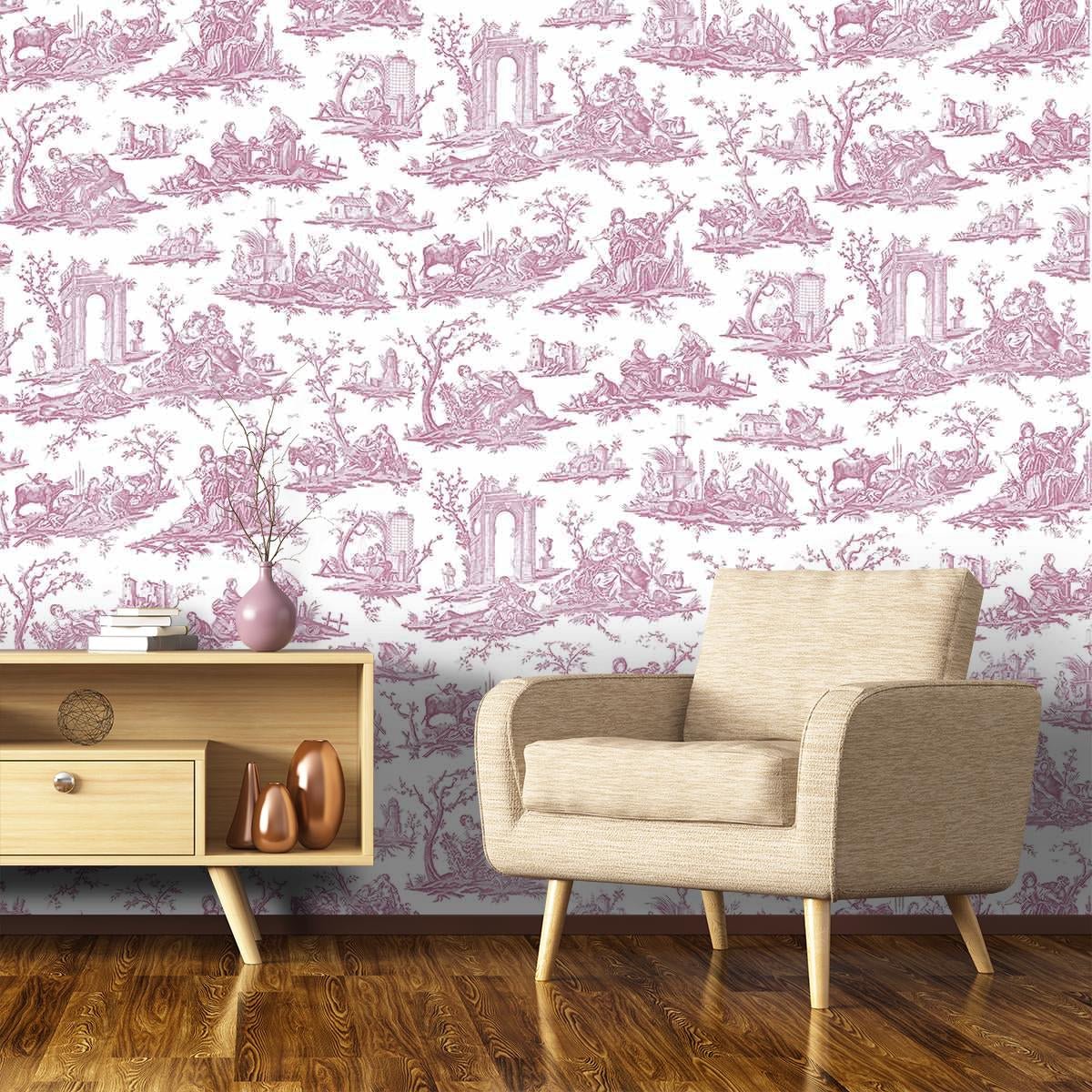 Fragonard Toile Wallpaper - Black & White - Charles Burger - PP1471002 - Premier Wallcovering