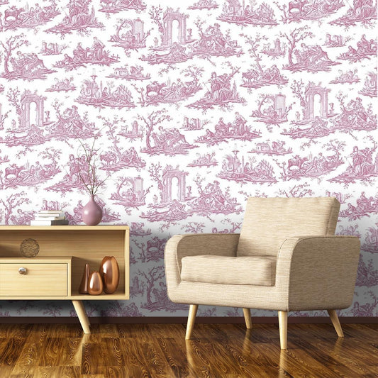 Fragonard Toile Wallpaper - Black & White - Charles Burger - PP1471002 - Premier Wallcovering