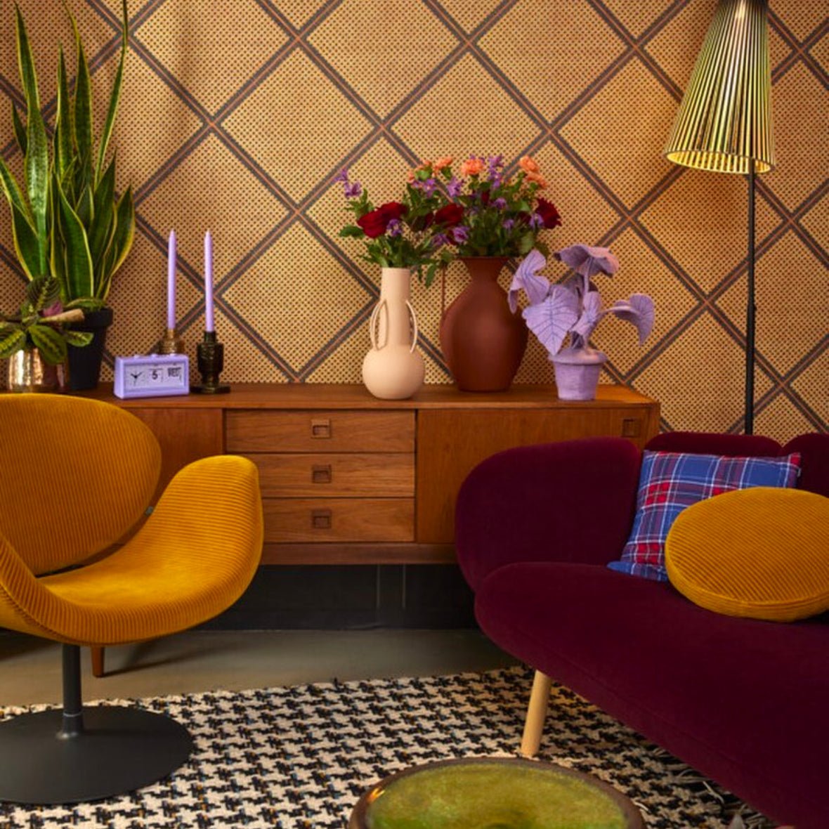 Framed Webbing Wallpaper - Brown - NLXL - MRV - 26 - Premier Wallcovering