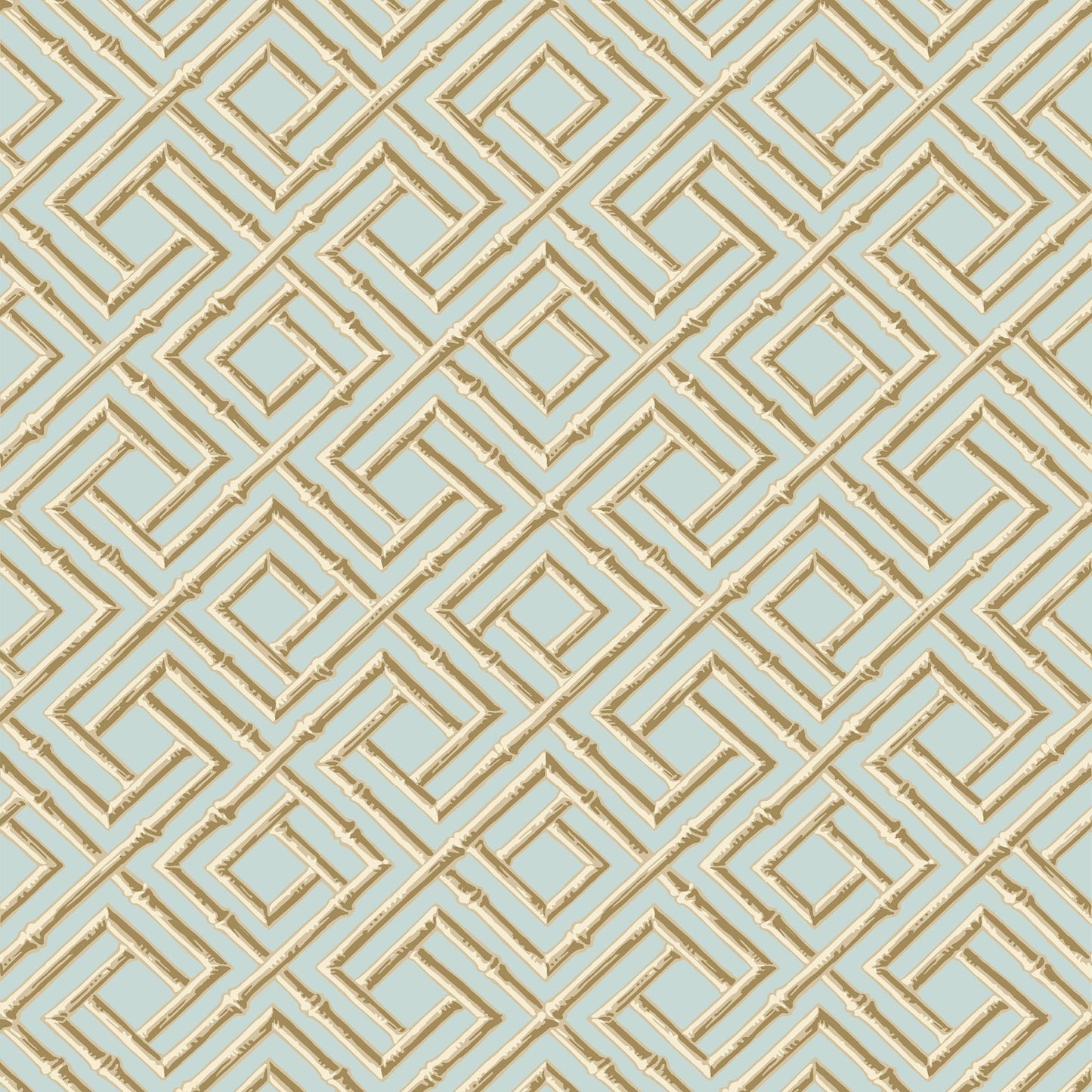 French Lattice Wallpaper - Blue & Beige - Thibaut - T42046 - Premier Wallcovering