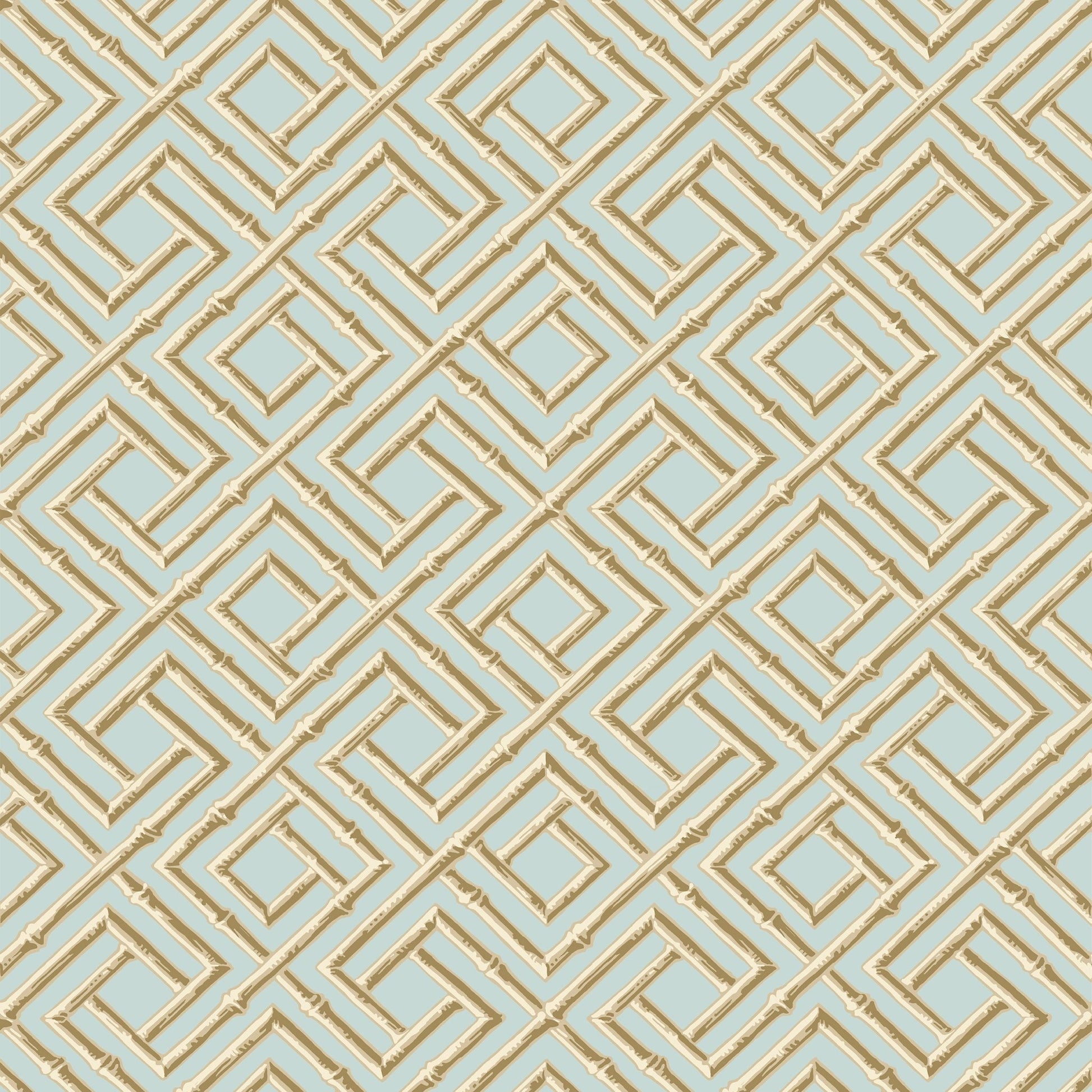 French Lattice Wallpaper - Blue & Beige - Thibaut - T42046 - Premier Wallcovering