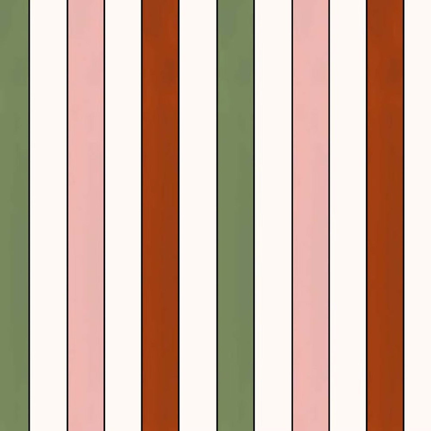 French Stripes Wallpaper - Green/red/pink - Ottoline - W/C&S/107/1 - Premier Wallcovering