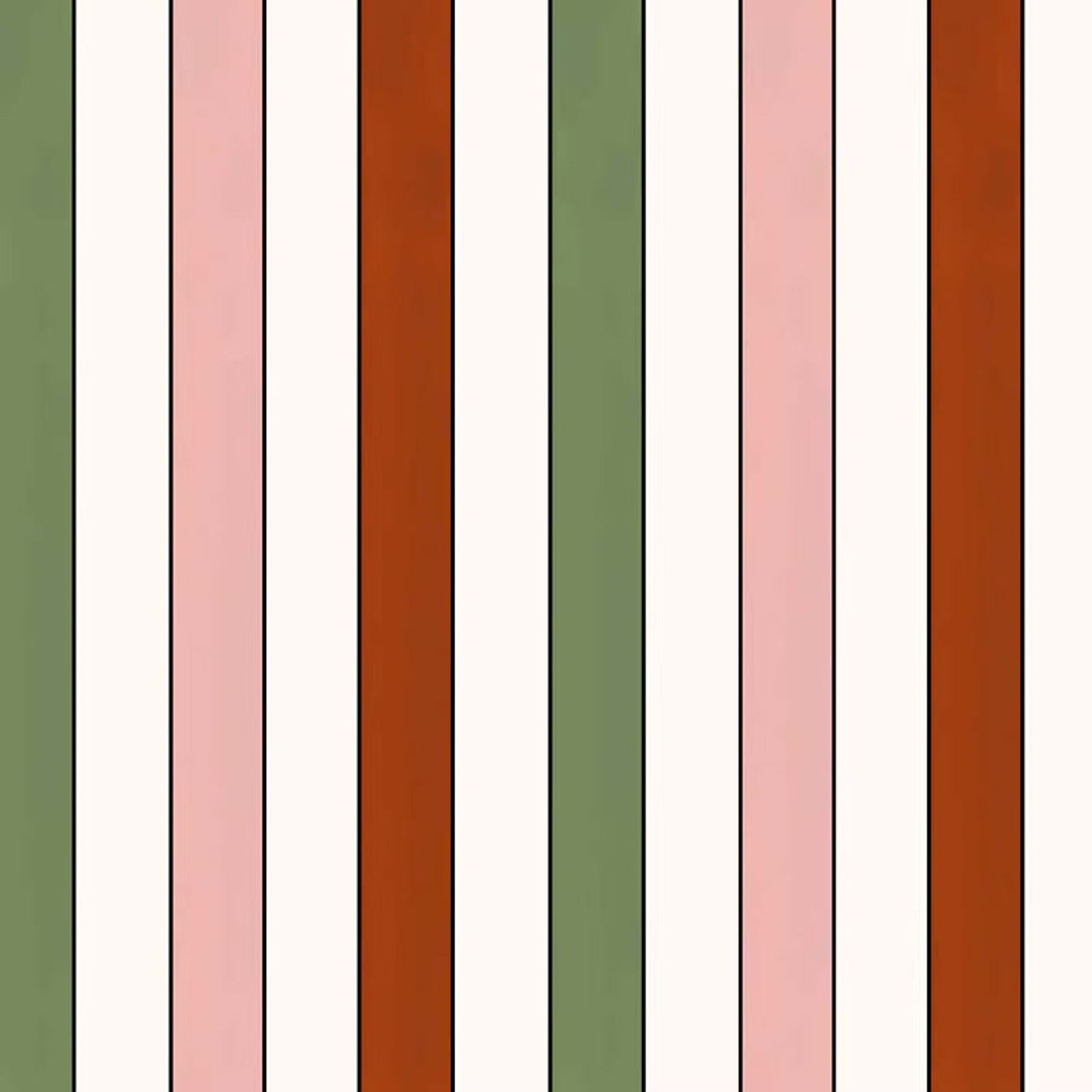 French Stripes Wallpaper - Green/red/pink - Ottoline - W/C&S/107/1 - Premier Wallcovering