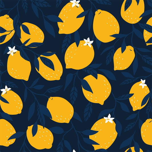 Freshly Squeezed Wallpaper - Midnight Blue & Lemon Yellow - Lust Home - LH900069 - Premier Wallcovering