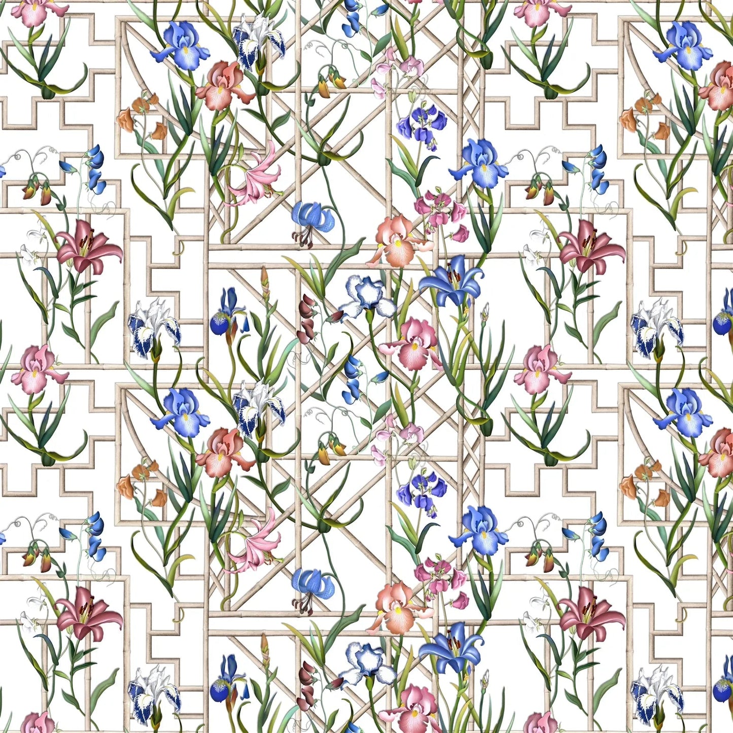 Fretwork Garden Fabric - Azur - Christian Lacroix - FCL7070/01 - Premier Wallcovering