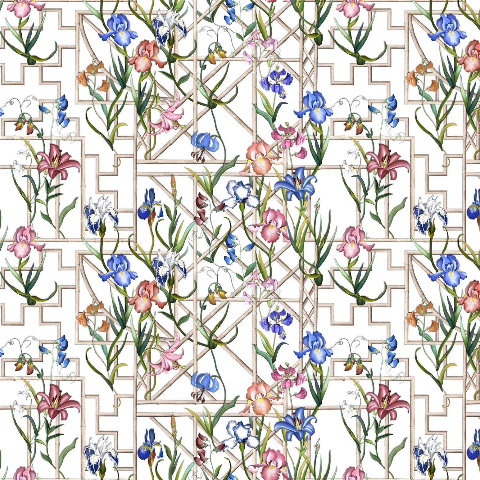 Fretwork Garden Fabric - Azur - Christian Lacroix - FCL7070/01 - Premier Wallcovering
