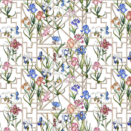 Fretwork Garden Fabric - Azur - Christian Lacroix - FCL7070/01 - Premier Wallcovering