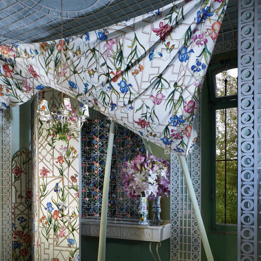 Fretwork Garden Fabric - Azur - Christian Lacroix - FCL7070/01 - Premier Wallcovering
