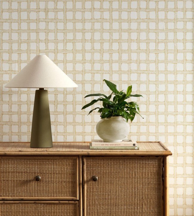 Fretwork Wallpaper - Honey - Scion - NSCW113263 - Premier Wallcovering