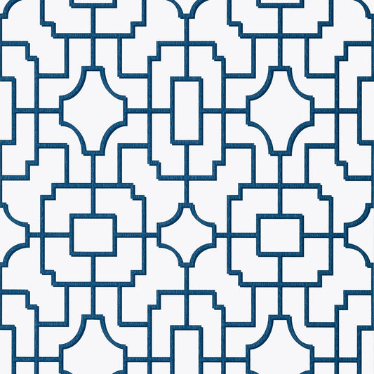 Fretwork Wallpaper - Navy - Thibaut - T20867 - Premier Wallcovering