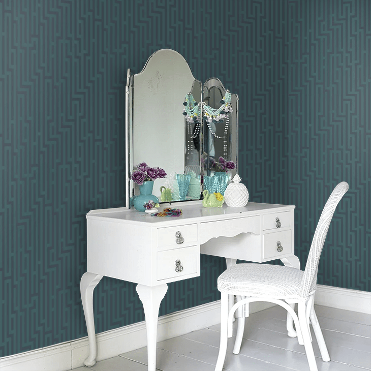 Fretwork Wallpaper - Indigo and Teal - GP & J Baker - BW45007/9 - Premier Wallcovering