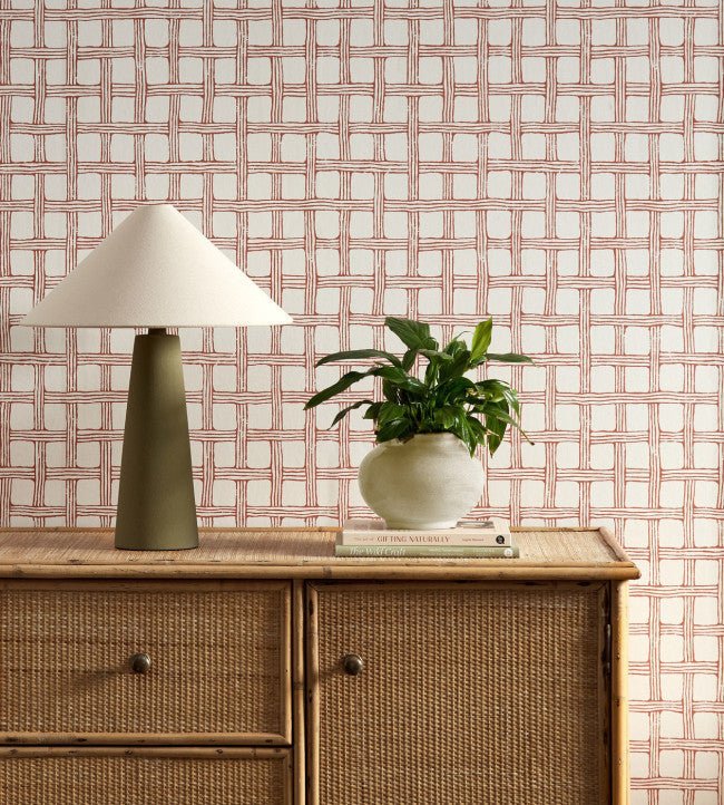 Fretwork Wallpaper - Ladybird Red - Scion - NSCW113261 - Premier Wallcovering