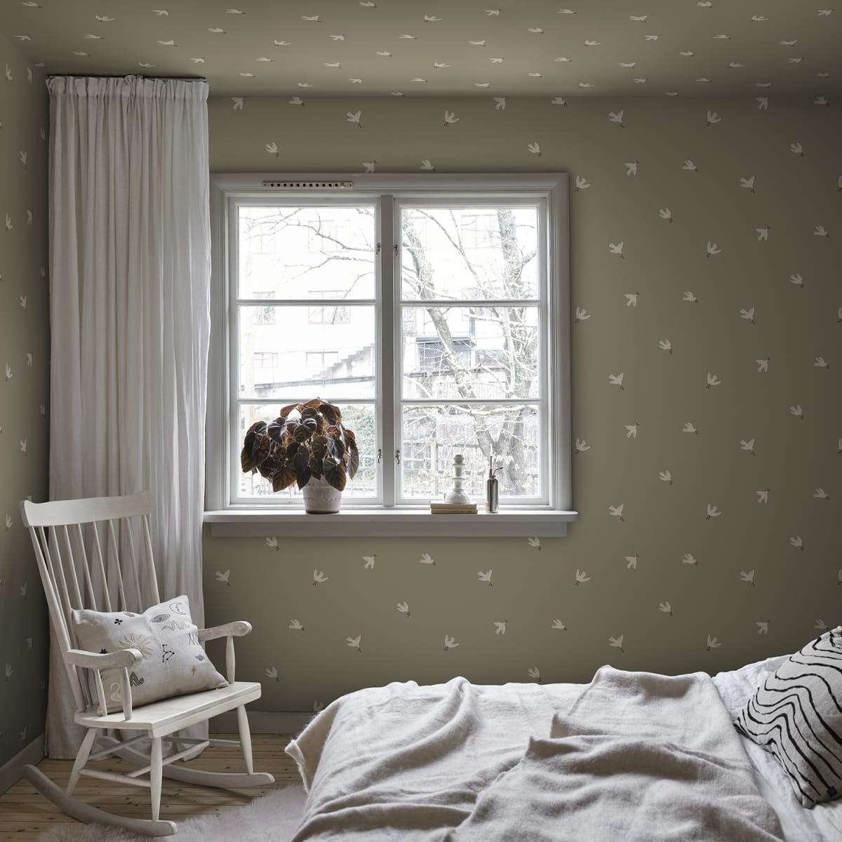Frida Wallpaper - Olive Green - Sandberg - S10626 - Premier Wallcovering
