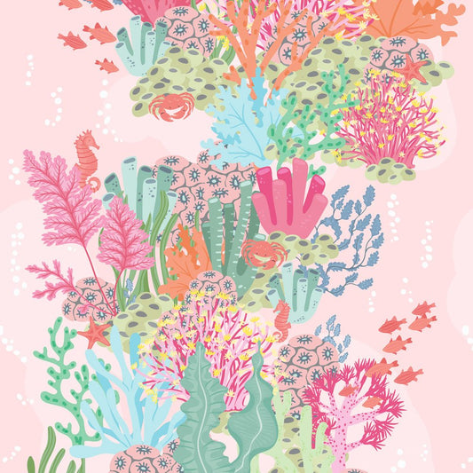 Friends of the Sea Wallpaper - Brights on Pink - Lust Home - LH900371 - Premier Wallcovering