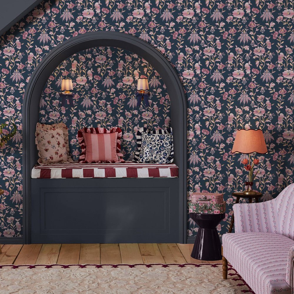 Friendship Garden Wallpaper - Navy - 125525 - Cath Kidston - Premier Wallcovering