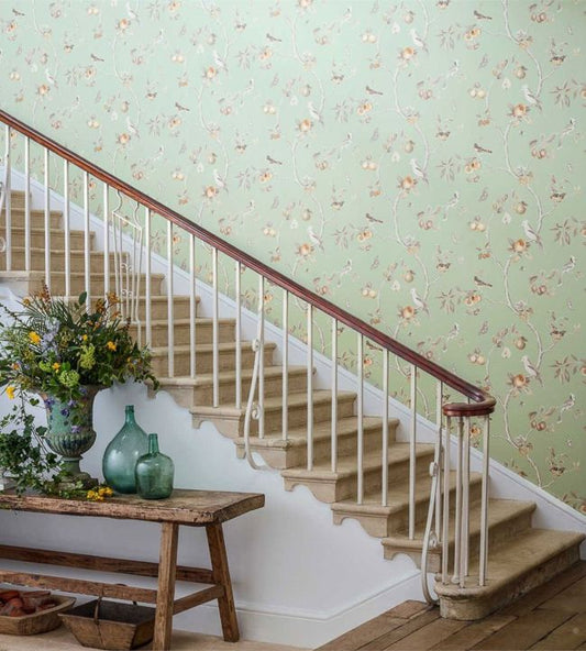 Fruit Aviary Wallpaper - Duck Egg/Multi - DART216312 - Sanderson - Premier Wallcovering