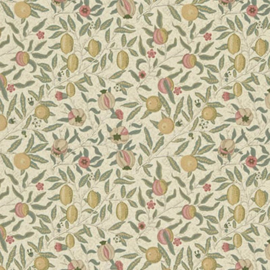 Fruit Fabric - Cream/Teal - Morris & Co - DMC1FU205 - Premier Wallcovering