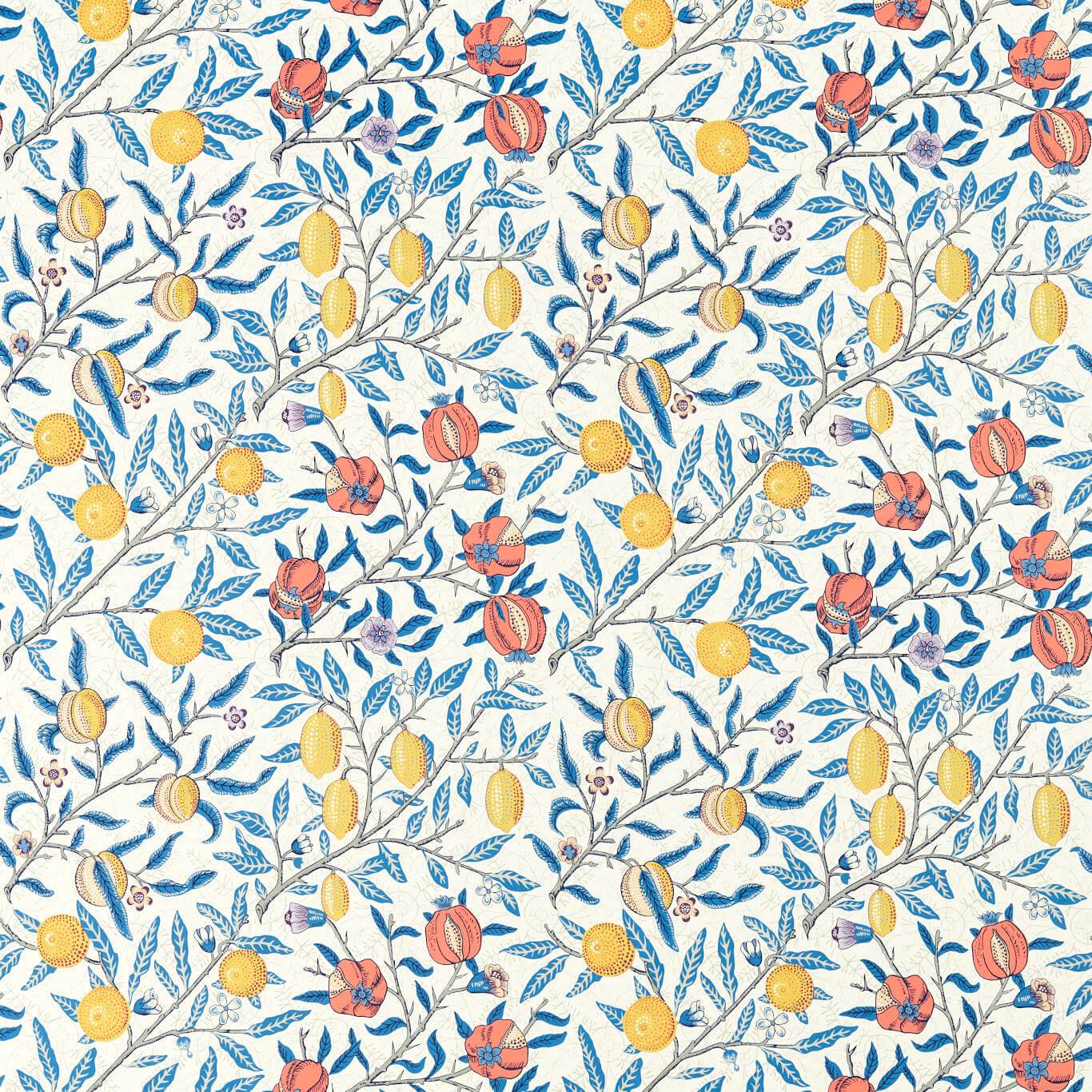 Fruit Fabric - Paradise Blue - Morris & Co - 520007 - Premier Wallcovering