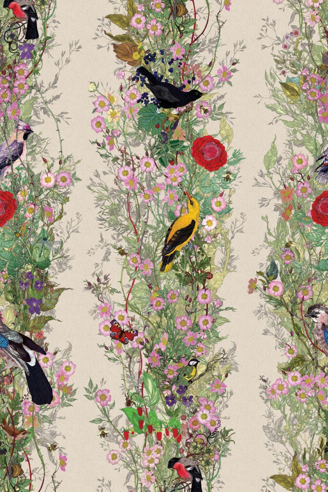 Fruit Looters Wallpaper - Bone - Timorous Beasties - BTN/TFL/TXMT/02 - Premier Wallcovering