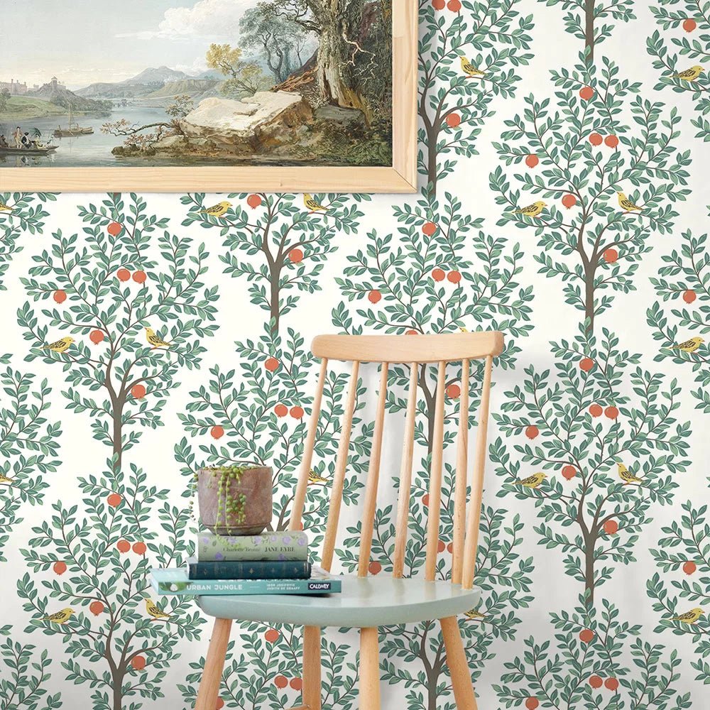 Fruit Tree Wallpaper - White - NextWall - NW48104 - Premier Wallcovering