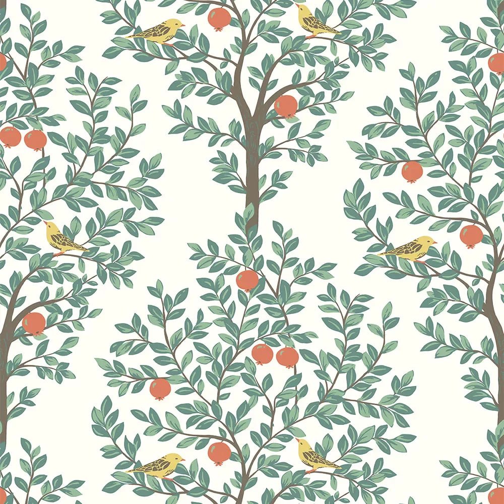 Fruit Tree Wallpaper - White - NextWall - NW48104 - Premier Wallcovering