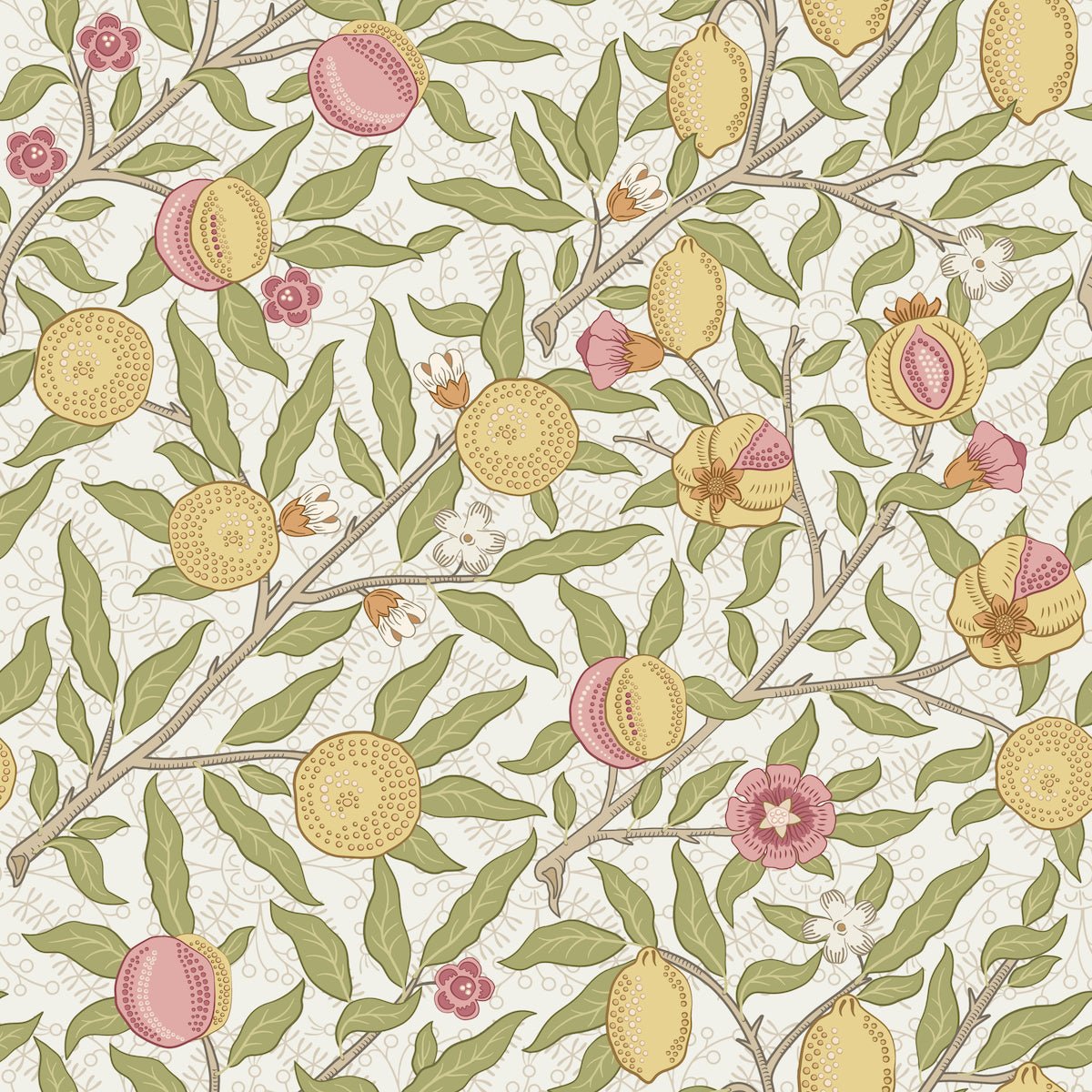 Morris Collections - 1001 - Fruit Wallpaper - Alabaster Cream - Premier Wallcovering