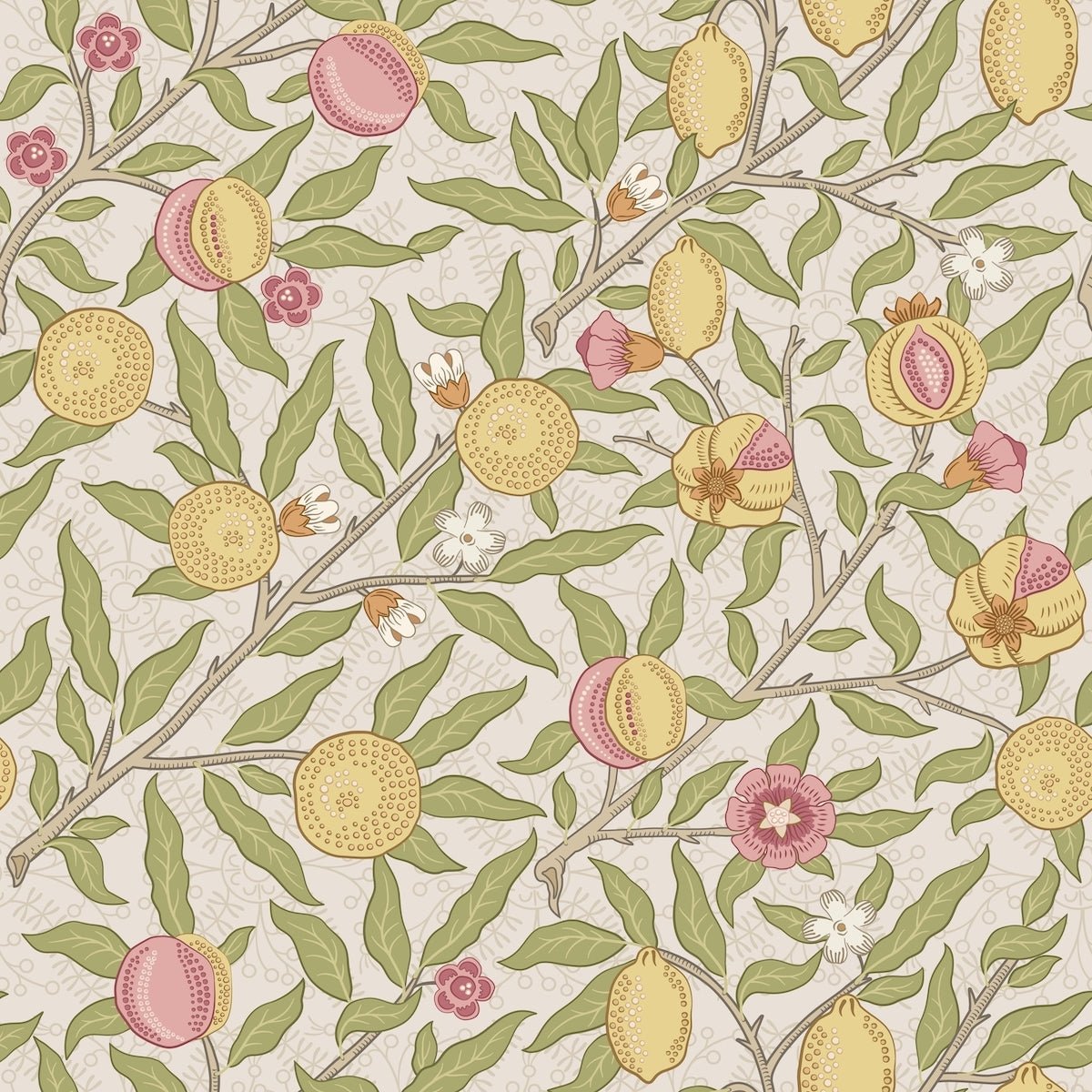 Morris Collections - 1003 - Fruit Wallpaper - Dove - Grey - Premier Wallcovering