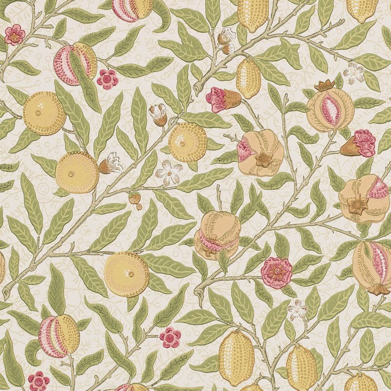 Fruit Wallpaper - Limestone/Artichoke - Morris & Co - 216840 - Premier Wallcovering