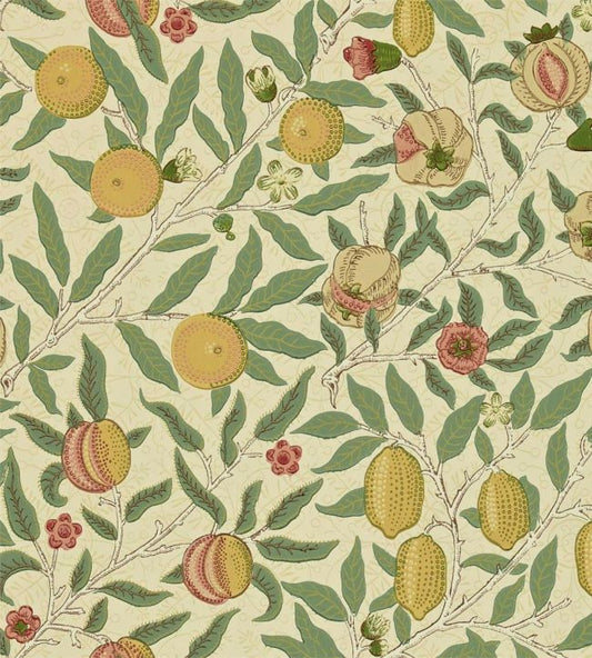 Fruit Wallpaper - Beige/Gold/Coral - Morris & Co - 210426 - Premier Wallcovering