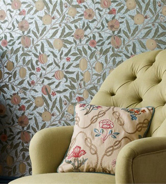 Fruit Wallpaper - Beige/Gold/Coral - Morris & Co - 216484 - Premier Wallcovering