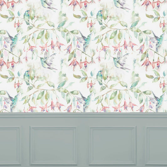 Fuchsia Flight Wallpaper - Cream - Voyage Maison - FUCHSIA/WPO/FLI - Premier Wallcovering