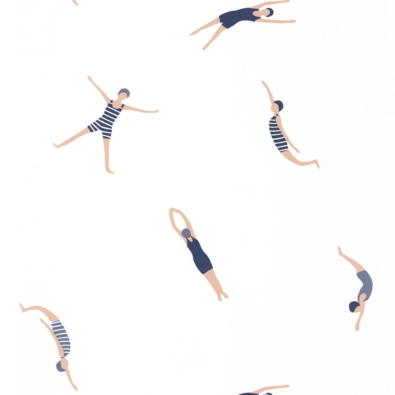 Funny Swim Wallpaper - Midnight Blue - Caselio - 102696234 - Premier Wallcovering