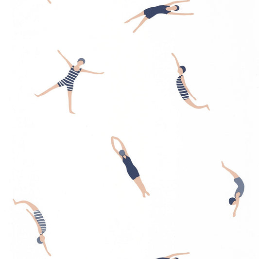 Funny Swim Wallpaper - Midnight Blue - Caselio - 102696234 - Premier Wallcovering