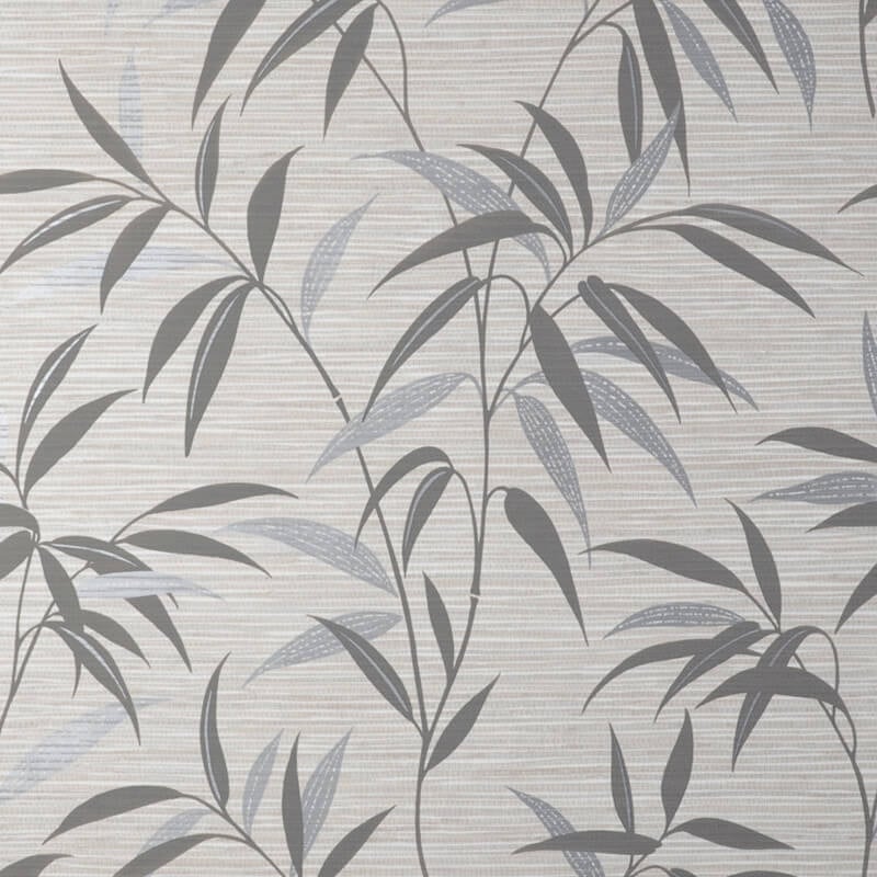 Fusion Leaf Metallic Wallpaper - Grey - Crown - M1771 - Premier Wallcovering