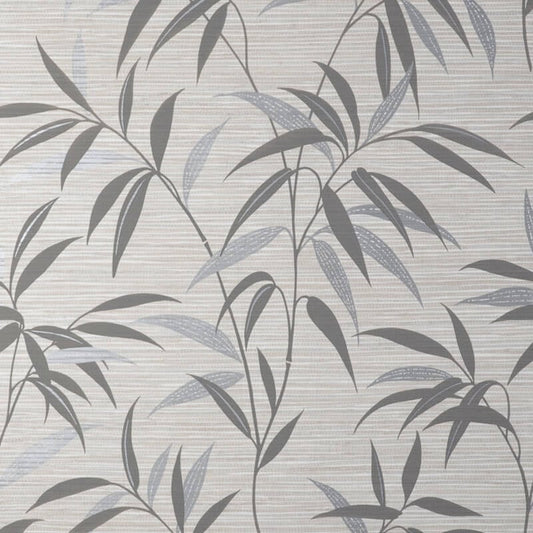 Fusion Leaf Metallic Wallpaper - Grey - Crown - M1771 - Premier Wallcovering